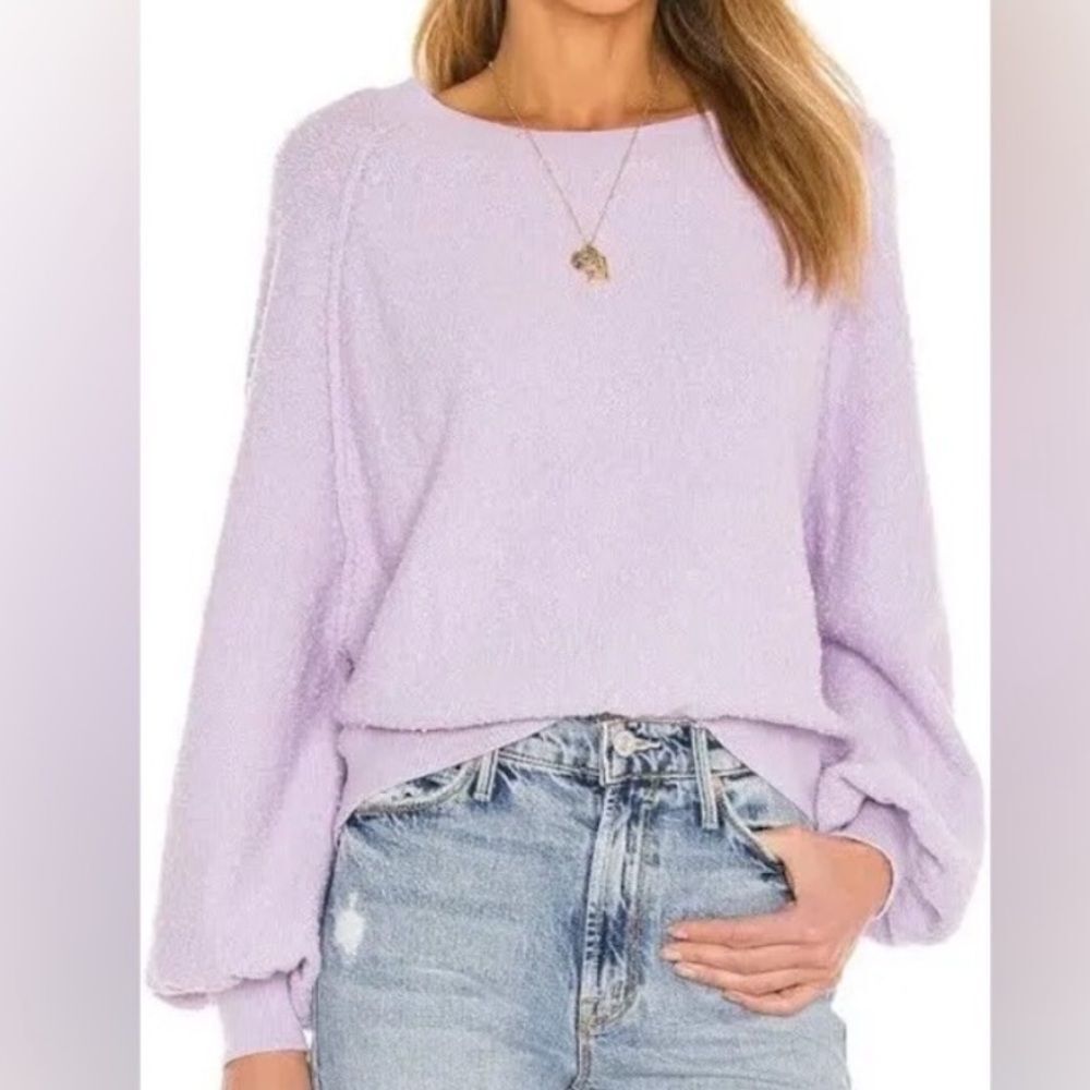 Free People Found My Friend Lilac Crew Neck Sweater